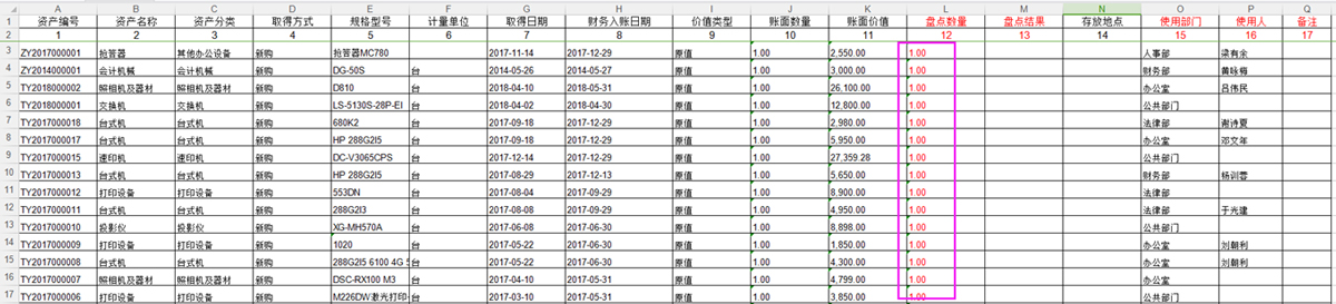 盘点结果导出模版 盘点结果导出模版